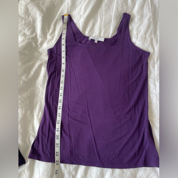 Per se deep purple two piece layered sheer striped short sleeve blouse | L - Picture 10 of 14